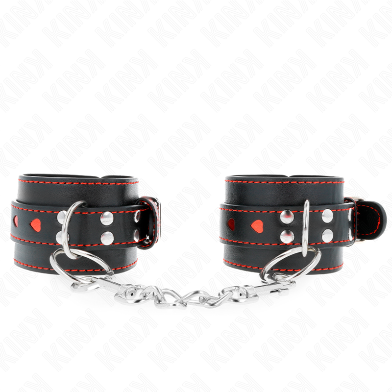 Comprar KINK Muñequeras Negras Con Incrustación De Corazón Rojo – Diseño Elegante Y Ajuste Confortable Para Exploración Sensual-Noxtic