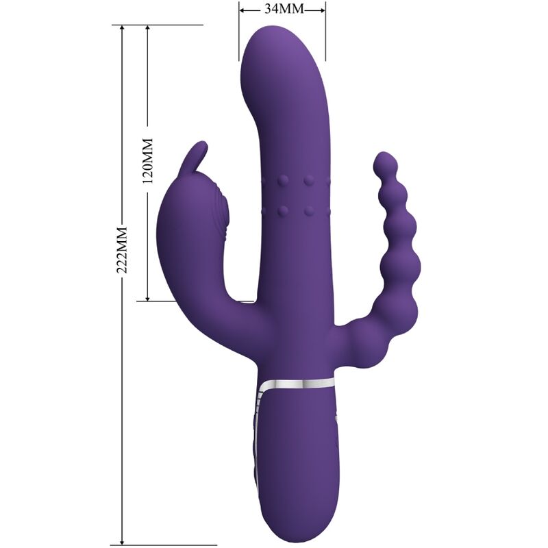 Comprar Pretty Love Cammy Vibrador Multifunción 4 en 1 Morado – Triple Estimulación Con Diseño Elegante y Recargable-Noxtic