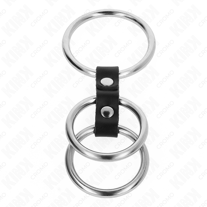 Comprar KINK Anillo Triple Metal Con Cuero – Estímulo Sensorial Con Diseño Elegante-Noxtic