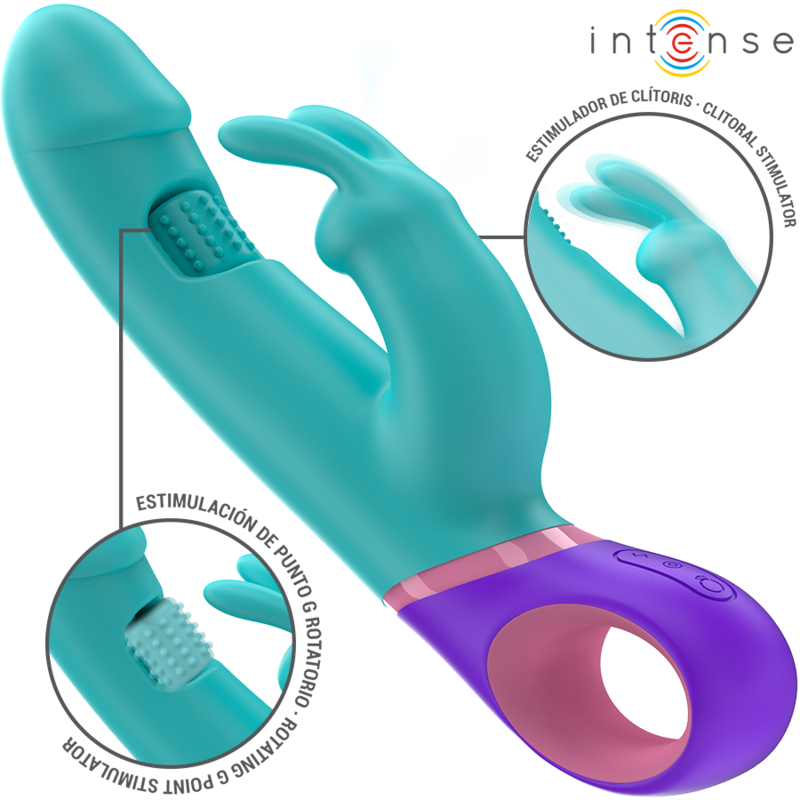 Comprar INTENSE Mónica Vibrador Rabbit Azul – Diseño Ergonómico Con Estimulador Rotatorio Para Placer Total-Noxtic