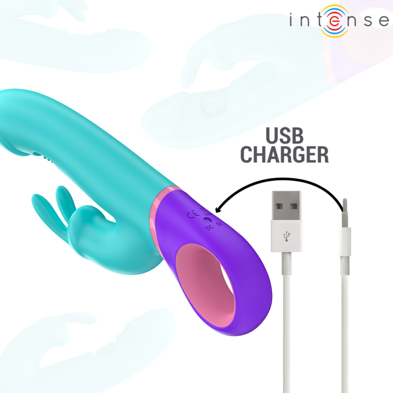 Comprar INTENSE Mónica Vibrador Rabbit Azul – Diseño Ergonómico Con Estimulador Rotatorio Para Placer Total-Noxtic