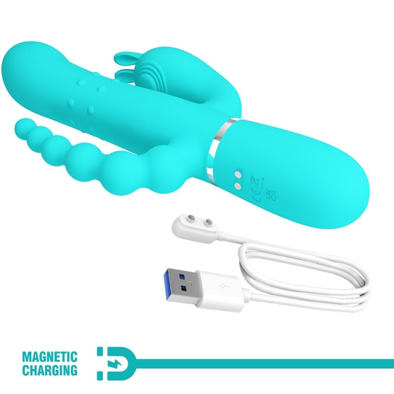 Comprar Pretty Love Cammy Triple Vibrador Rabbit 4 En 1 Azul – Juguete Ergonómico Con Tecnología Avanzada-Noxtic