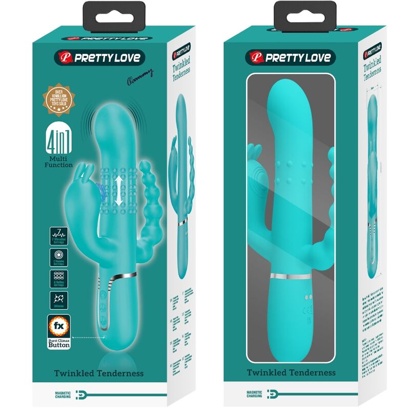 Comprar Pretty Love Cammy Triple Vibrador Rabbit 4 En 1 Azul – Juguete Ergonómico Con Tecnología Avanzada-Noxtic