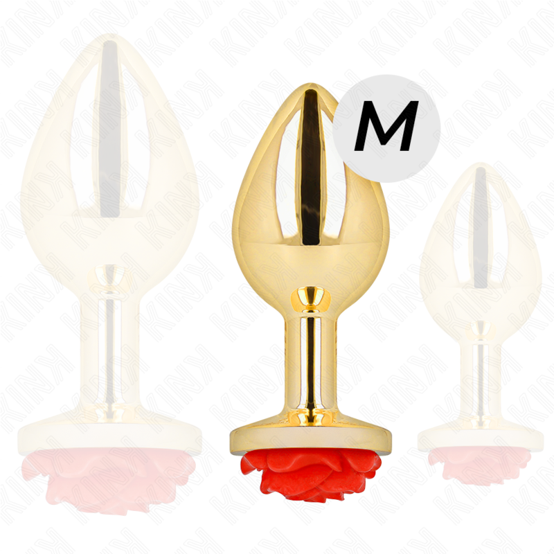 KINK - GOLD ANAL PLUG RED ROSE SIZE M