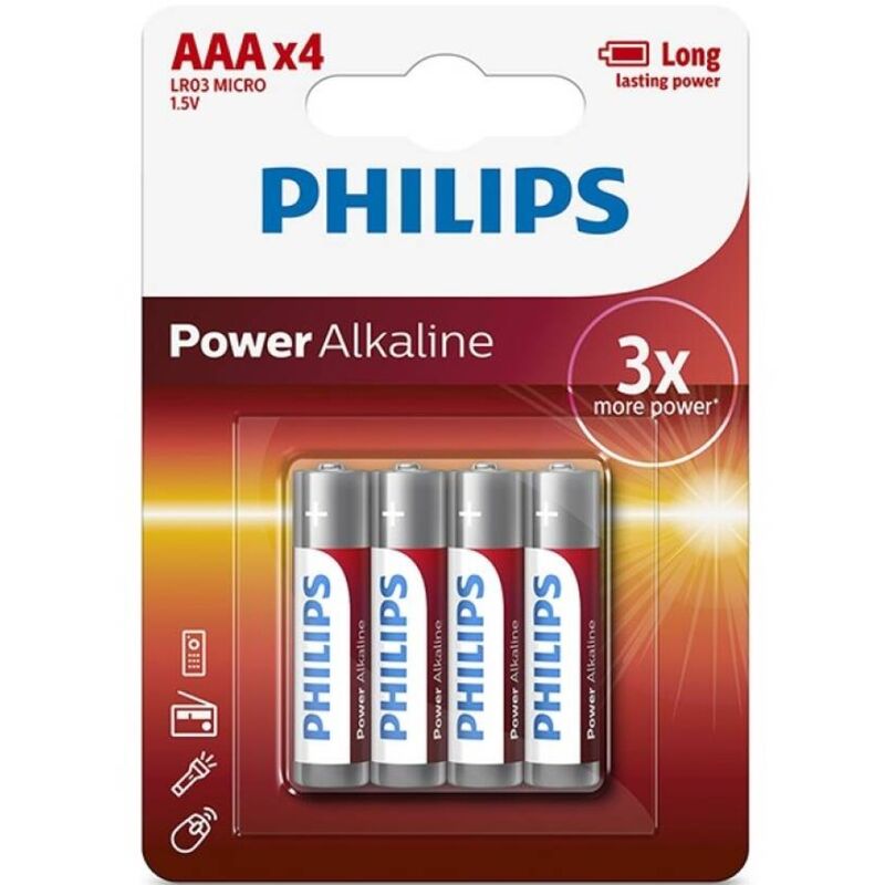 PHILIPS - POWER ALKALINE PILA AAA LR03 BLISTER*4-PHILLIPS-Noxtic