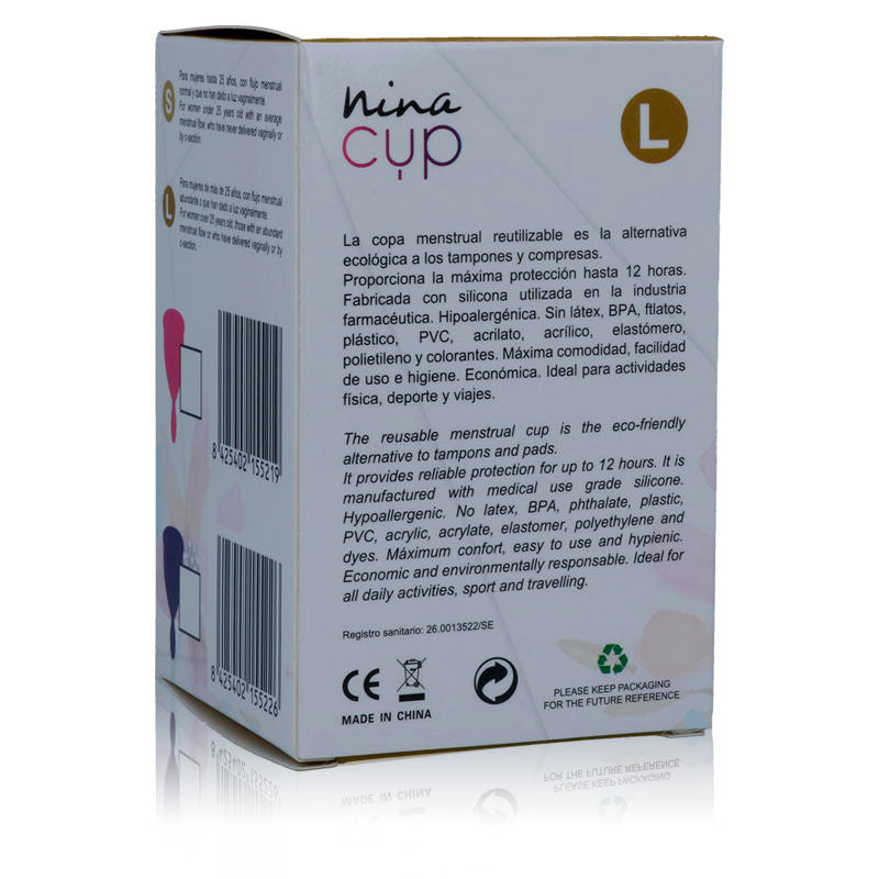 Comprar Nina Kikí Copa Menstrual Rosa Talla L – Silicona Médica Ecológica Para Comodidad Prolongada-Noxtic