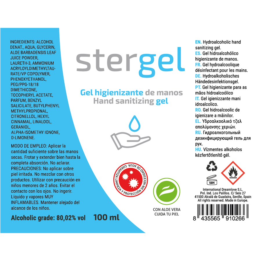 Comprar STERGEL Gel Hidroalcohólico Aloe Vera 100ml – Higienizante Efectivo Para Manos Con Fórmula Suave-Noxtic