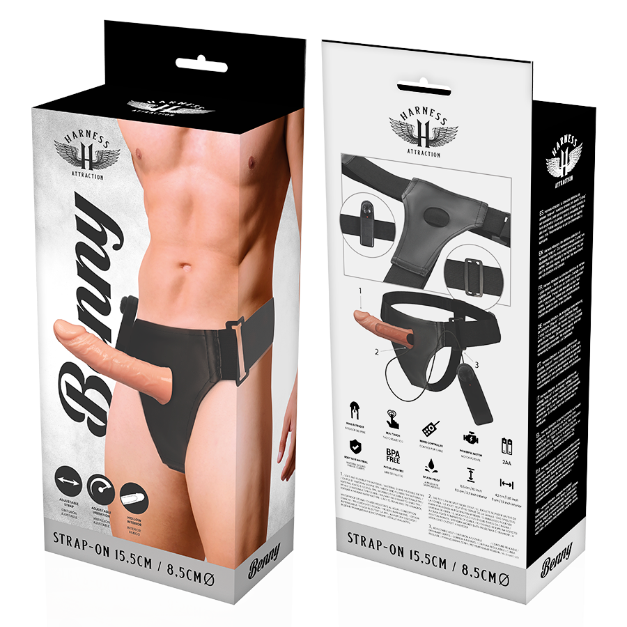 HARNESS ATTRACTION - ARNÉS HUECO BENNY CON VIBRADOR 15 CM -O- 4.5 CM-HARNESS ATTRACTION-Noxtic