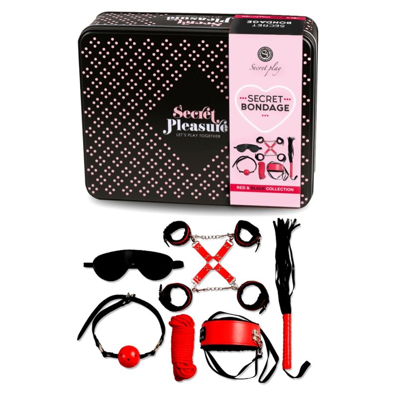 Comprar SECRETPLAY Set BDSM 6 Piezas Colección Roja – Kit Completo De Bondage De Cuero Sintético Para Principiantes Y Expertos-Noxtic