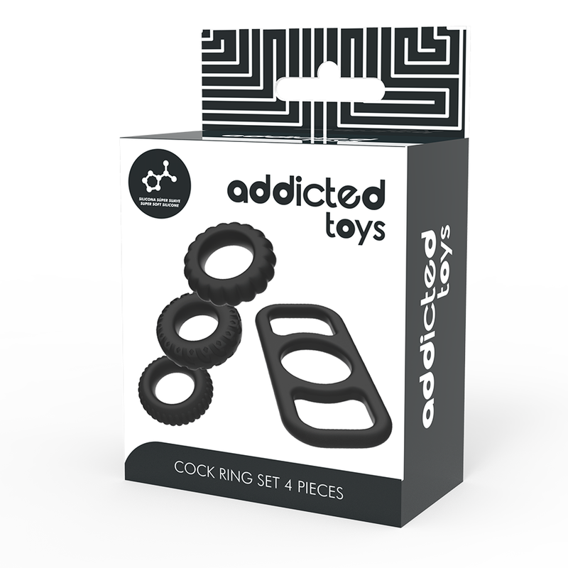 Comprar ADDICTED TOYS Set de 4 Anillos de Silicona – Mejora Tu Placer Con Diseño Flexible y Confortable-Noxtic
