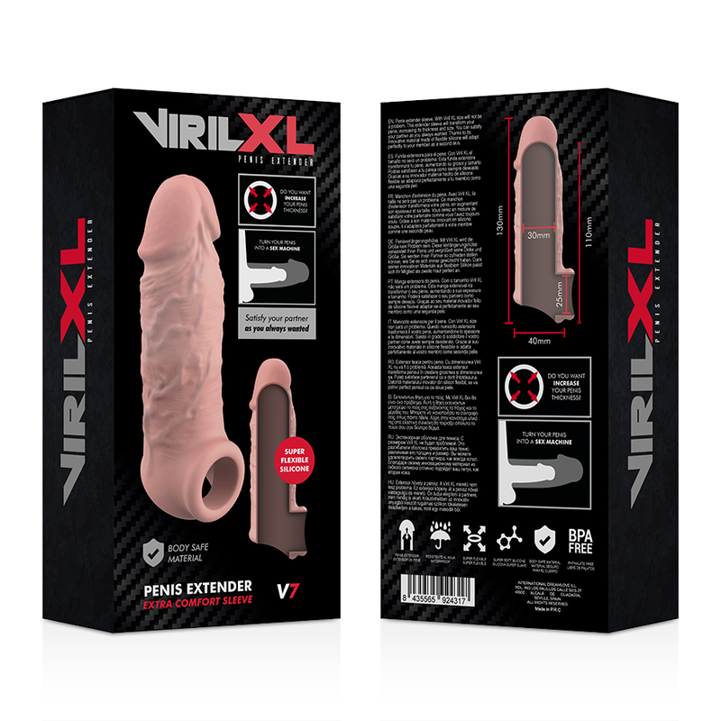 Comprar VirilXL Extensión De Pene Liquid Silicone V7 Natural – Aumento De Grosor Para Placer Compartido-Noxtic