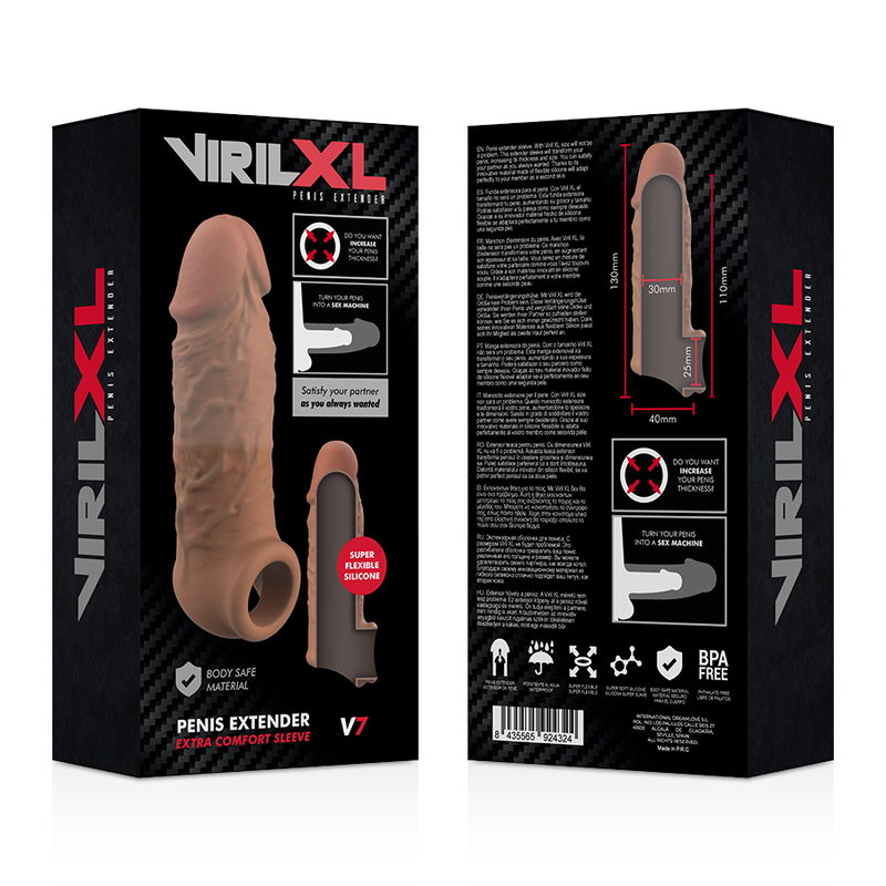 Comprar VIRILXL Extensión Liquid Silicone V7 Marrón – Funda Para Aumentar Grosor Y Intensificar Placer-Noxtic