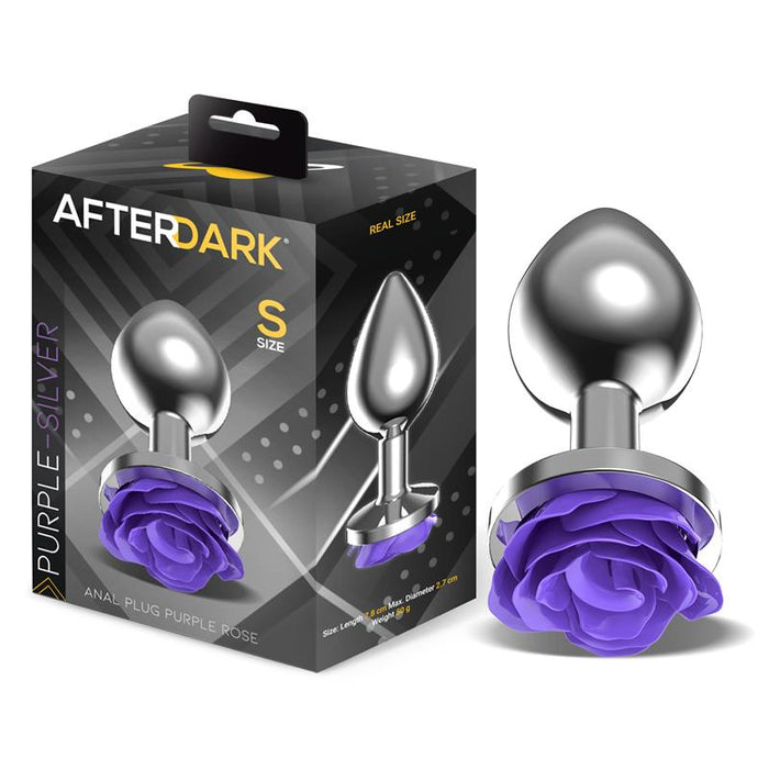 Plug Anal de Metal con Rosa Purpura en la Base Talla S