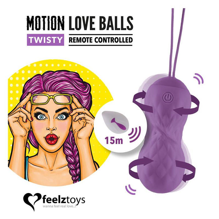 Huevo Vibrador Motion Love Balls con Control Remoto Twisty Purpura