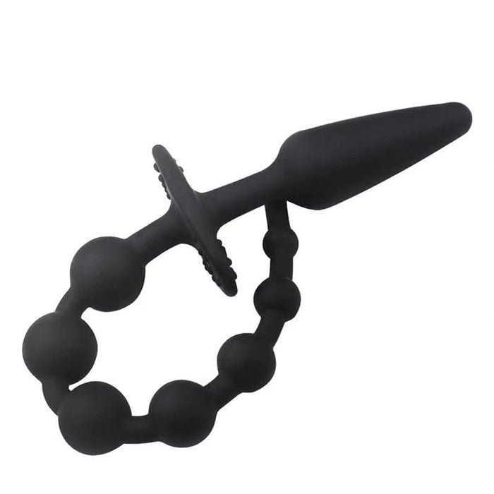 Plug Anal con Cadena Anal Silicona Negro