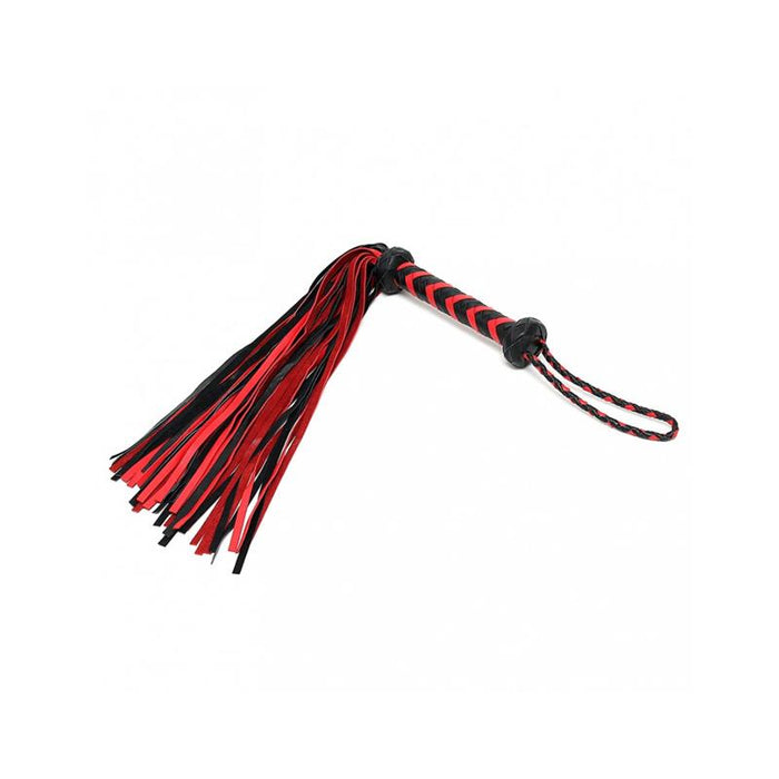 Flogger Trenzado Cuero Negro Rojo