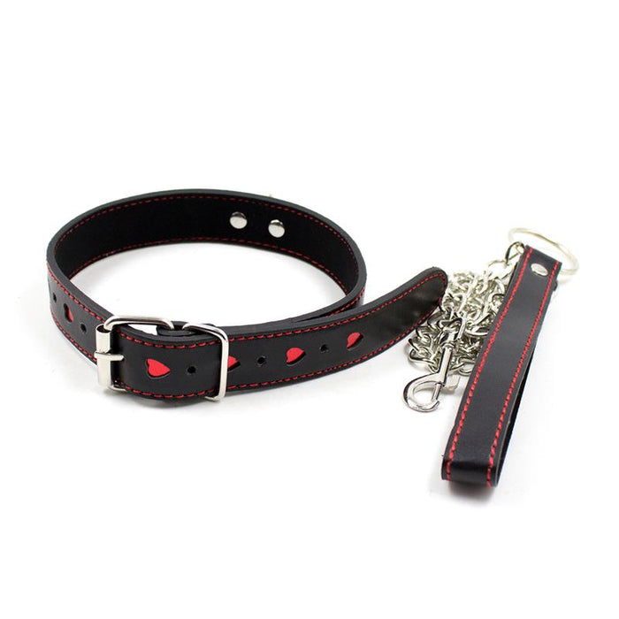 Collar con Cadena de Metal Negro Rojo