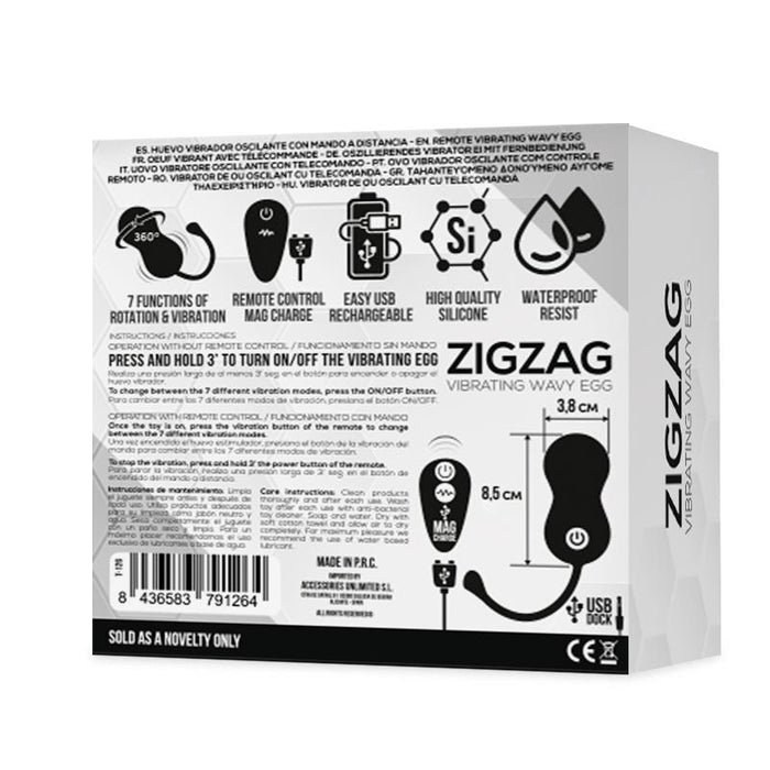 Zigzag Huevo Zigzageante y Vibrador con Control Remoto