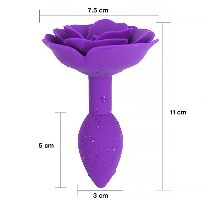 Plug Anal de Silicona con Rosa Purpura