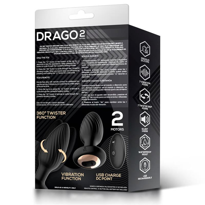 Drago Plug Anal Vibracion Movimiento Twister 360º y Control Remoto