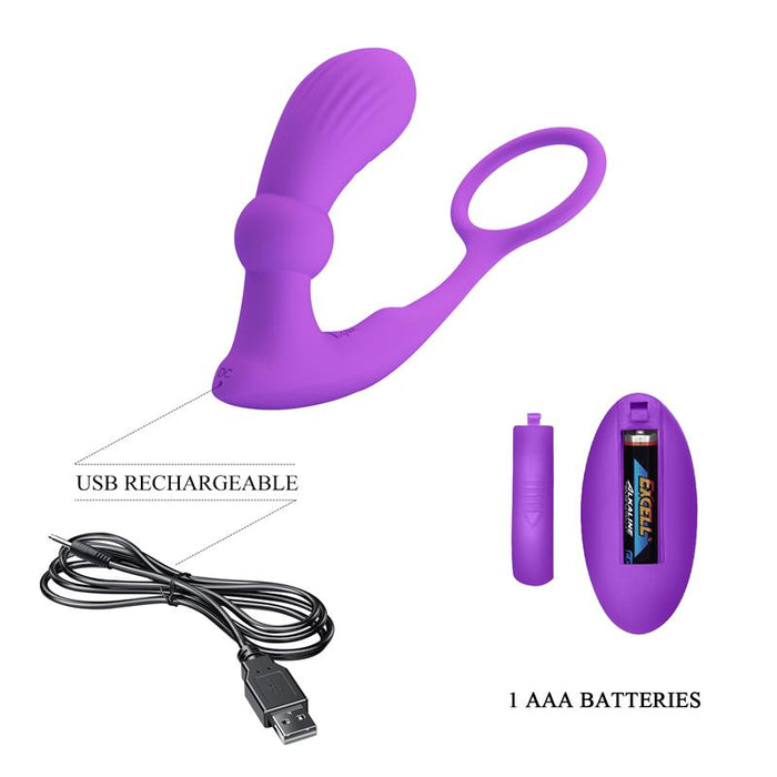 Warren Plug Anal y Anillo para el Pene con Vibracion y Pulsacion a Control Remoto