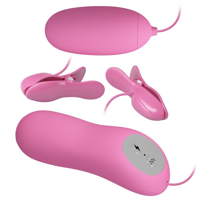 Pinzas para Pezones y Huevo Vibrador con Electro shock