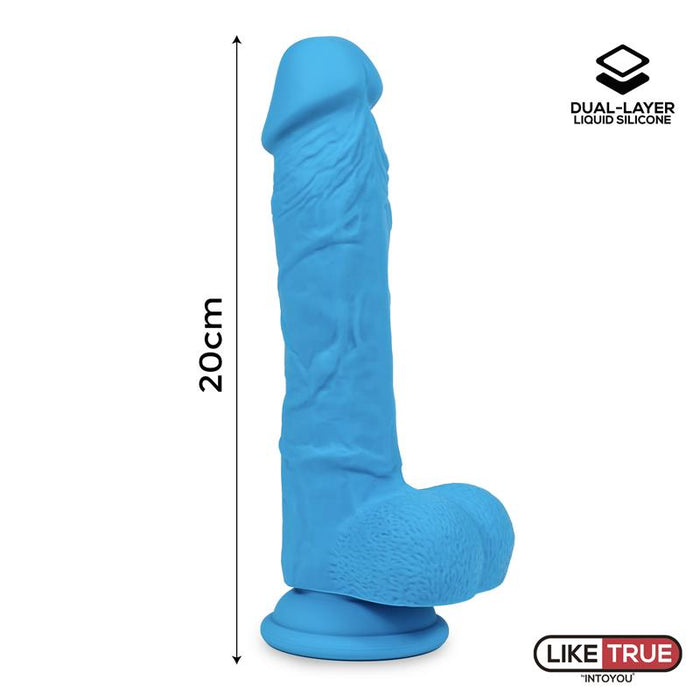 Dildo Realista Silicona Liquida Dual Layer 8 Azul