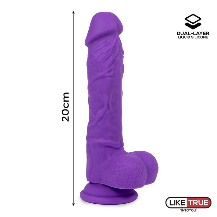 Dildo Realista Silicona Liquida Dual Layer 8 Purpura