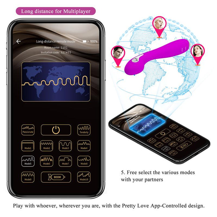 Hector Vibrador con Electroshock y App Rosa