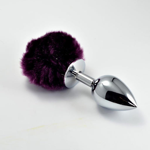 Plug Anal de Metal con Pompon Purpura Talla S