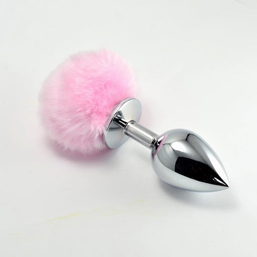 Plug Anal de Metal con Pompon Rosa Talla L