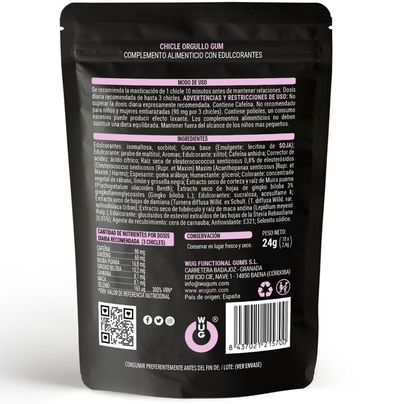 Comprar WUG Sex Sense Chicle Orgullo Pride LGBT 10 Unidades – Complemento Natural Para Potenciar Tu Placer-Noxtic