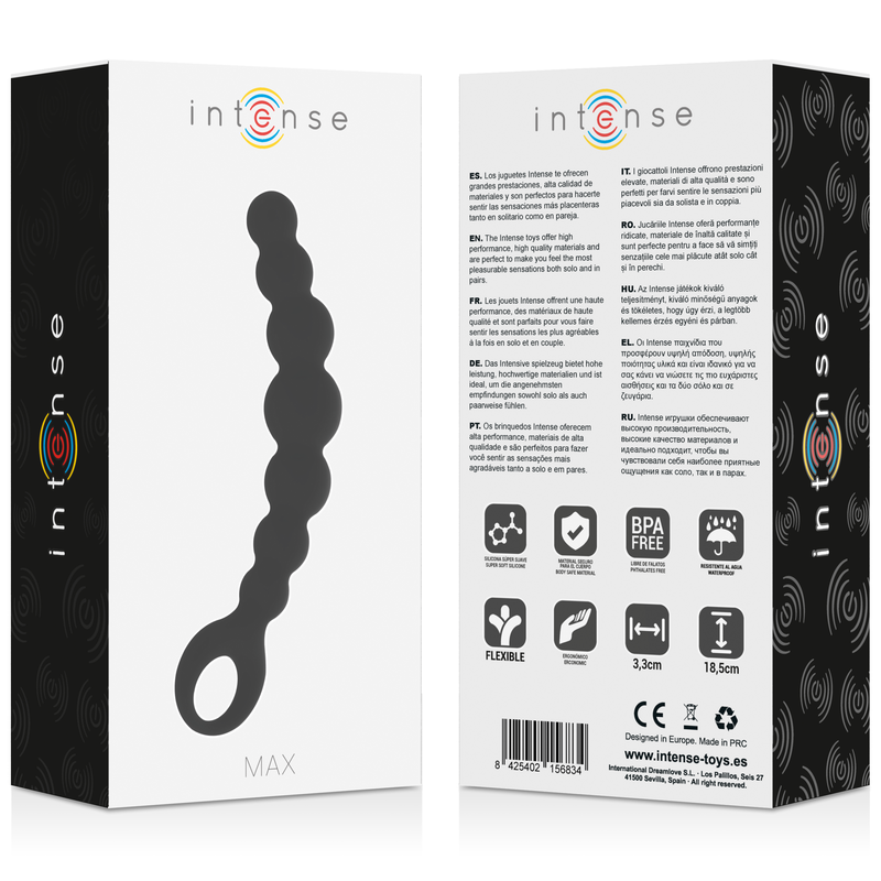 Comprar INTENSE Anal Beads Max Negro – Juguete Erótico De Silicona Médica Para Placer Sensible-Noxtic
