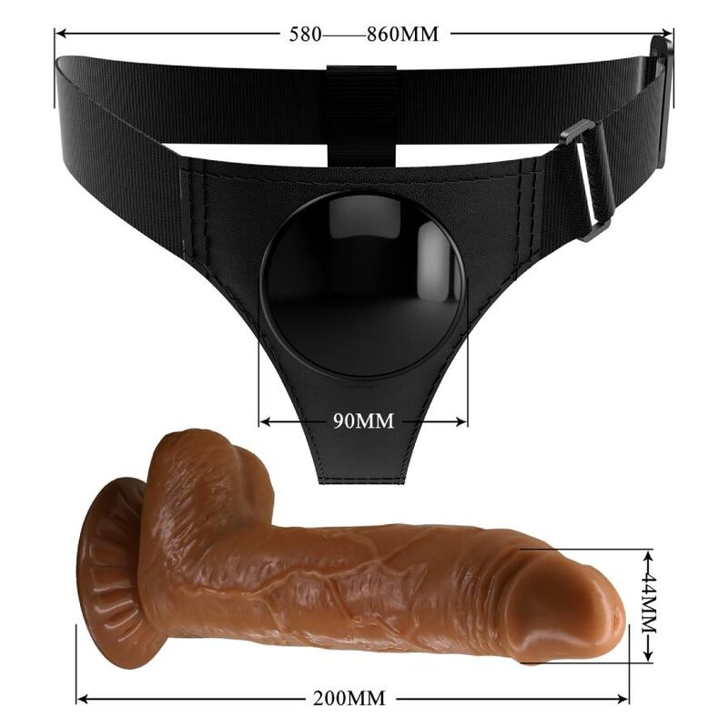 Comprar PRETTY LOVE Harness Briefs Negro – Arnés Universal Con Consolador Realista Para Placer Intenso-Noxtic