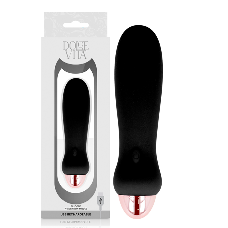 Comprar DOLCE VITA Vibrador Recargable Five Negro – Diseño Ergonómico Con Siete Velocidades Ajustables-Noxtic