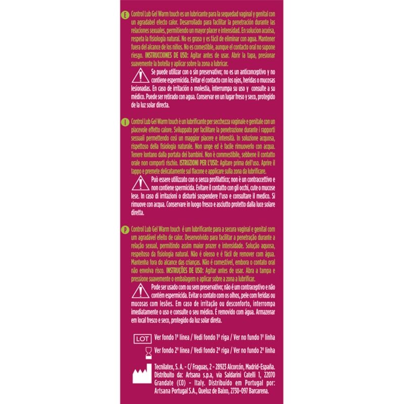 Comprar Control Lub Gel Warm Touch 75 Ml – Lubricante Acuoso Con Efecto Calor Para Mayor Placer-Noxtic
