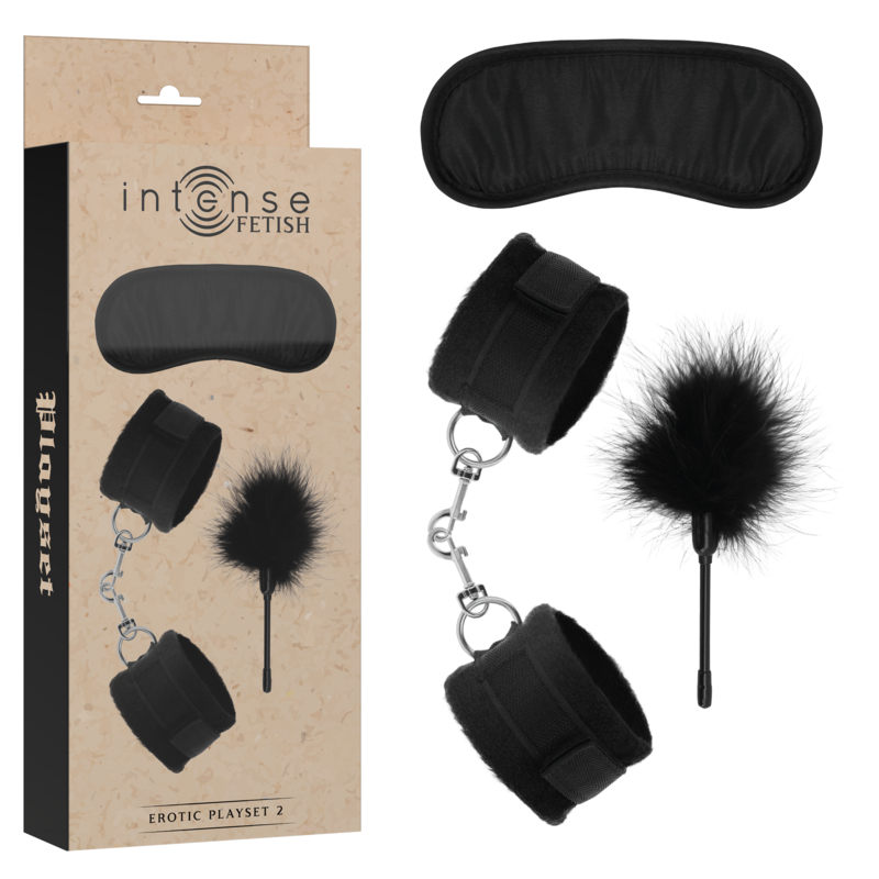 Comprar INTENSE Fetish Set Erótico – Set Con Esposas Antifaz Y Plumero De Cuero Vegano-Noxtic