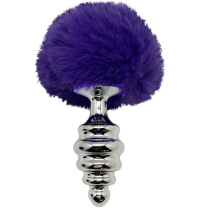 Comprar ALIVE Plug Anal Espiral Metal Violeta Oscuro Talla M – Diseño Elegante Con Pompon De Pelo Sintético-Noxtic