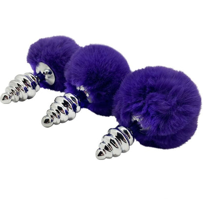 Comprar ALIVE Plug Anal Espiral Metal Violeta Oscuro Talla M – Diseño Elegante Con Pompon De Pelo Sintético-Noxtic