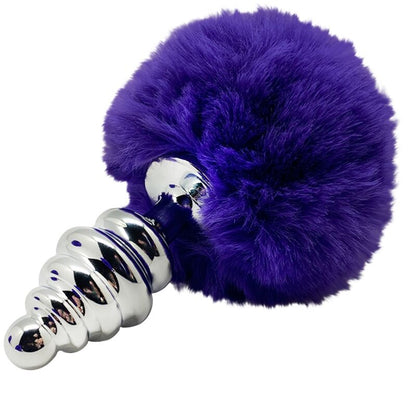 Comprar ALIVE Plug Anal Espiral Metal Violeta Oscuro Talla M – Diseño Elegante Con Pompon De Pelo Sintético-Noxtic