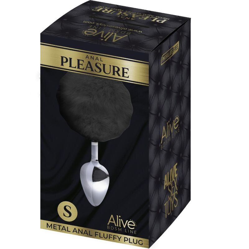 Comprar ALIVE Anal Pleasure Plug Liso Metal Pompon Negro Talla S – Diseño Elegante Para Placer Intenso y Sensorial-Noxtic