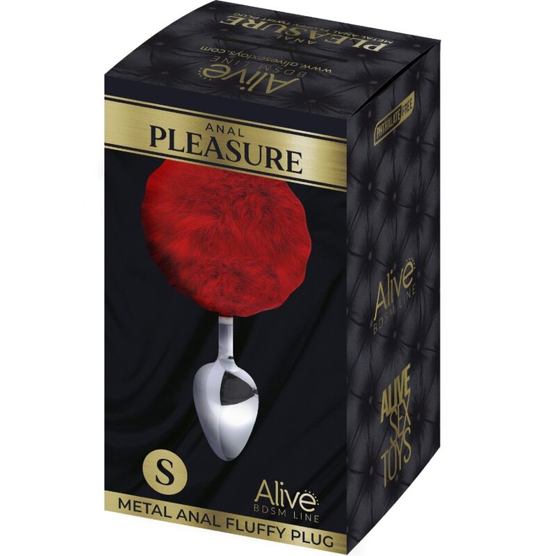 Comprar ALIVE Anal Pleasure Plug Liso Metal Pompon Rojo Talla S – Diseño Elegante Para Placer Seguro y Confiable-Noxtic