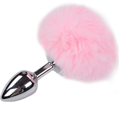 ALIVE - PLUG ANALE PER IL PIACERE IN METALLO LISCIO CON POMPON ROSA TAGLIA S