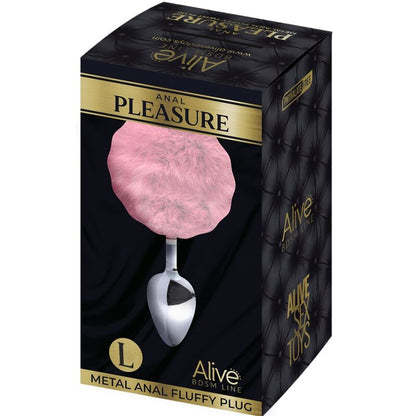 ALIVE - PLUG ANALE PER IL PIACERE IN METALLO LISCIO CON POMPON ROSA TAGLIA S