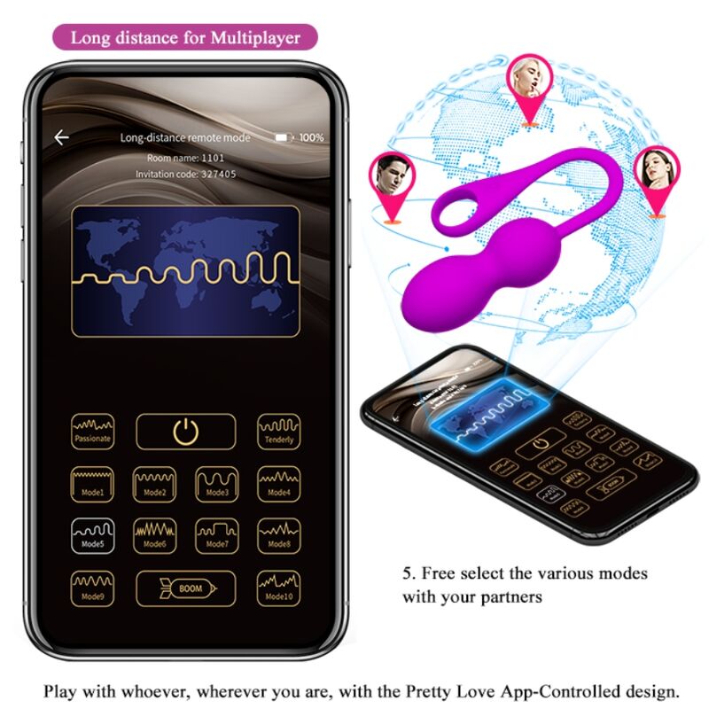 Comprar Pretty Love Elvira Bolas Vibradoras Recargables Morado – 12 Funciones De Vibración Para Ejercicios De Kegel Placenteros-Noxtic