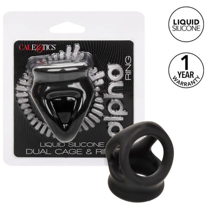 Comprar CALEXOTICS Alpha Anillo De Jaula Doble Negro – Diseño Innovador Con Silicona Líquida Para Comodidad Optimal-Noxtic