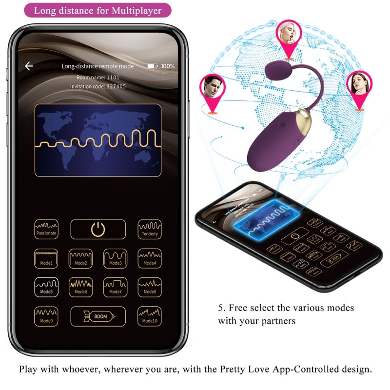 Comprar Pretty Love Abner App Lila – Huevo Vibrador Compacto Con Control Remoto Para Placer Personalizado-Noxtic