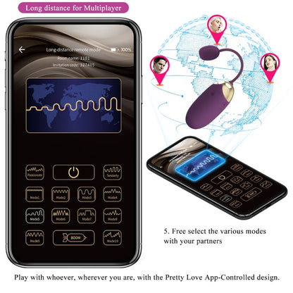 Comprar Pretty Love Abner App Lila – Huevo Vibrador Compacto Con Control Remoto Para Placer Personalizado-Noxtic