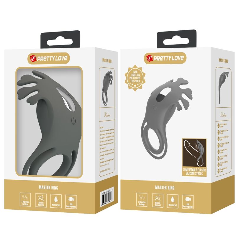 Comprar Pretty Love Ruben Doble Anillo Vibrador Con Estimulador Gris – Diseño Ergonómico Para Mayor Comodidad-Noxtic
