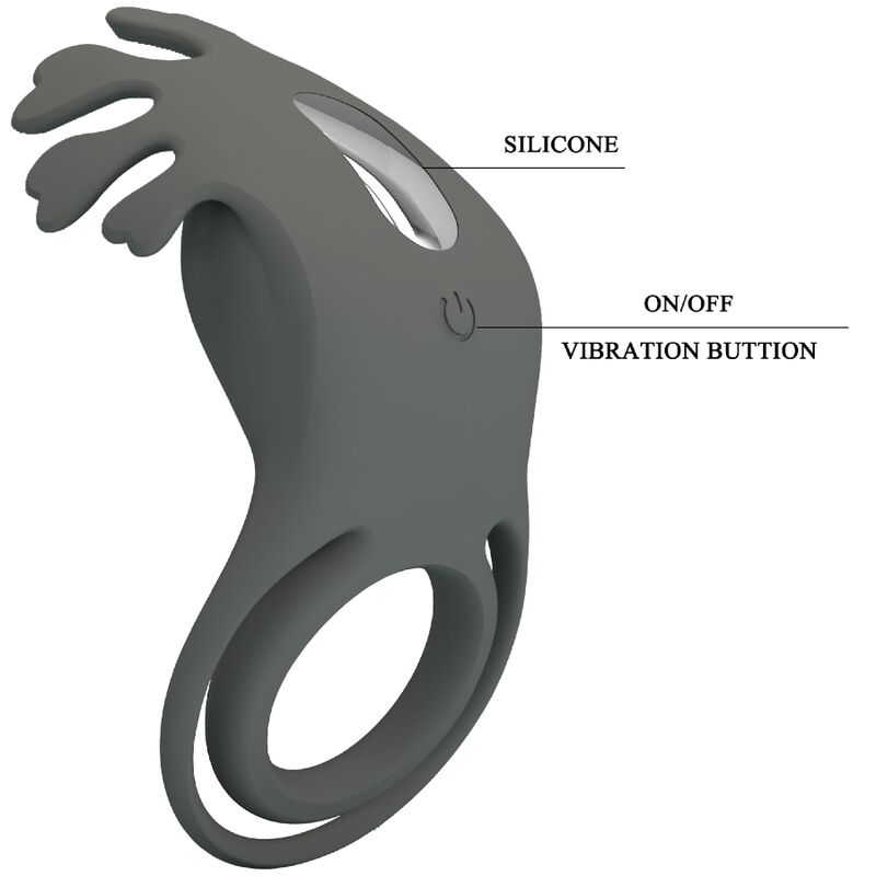 Comprar Pretty Love Ruben Doble Anillo Vibrador Con Estimulador Gris – Diseño Ergonómico Para Mayor Comodidad-Noxtic